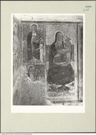 Vorderseite von Getty Research Institute [https://www.deutsche-digitale-bibliothek.de/content/lizenzen/rv-ez/] Votivfresken mit HeiligendarstellungenVier Madonnendarstellungen - Teilansicht, bh228382_recto. Foto: Hutzel, Max.