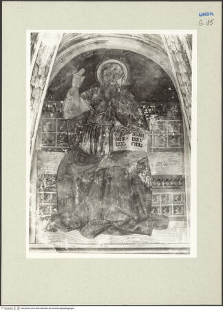 Vorderseite von Getty Research Institute [https://www.deutsche-digitale-bibliothek.de/content/lizenzen/rv-ez/] ApsisdekorationGottvater und die vier römisch-katholischen KirchenväterSegnender Gottvater - Gesamtansicht, bh228394_recto. Foto: Hutzel, Max.