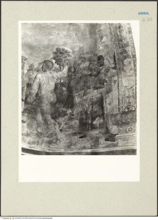 Vorderseite von Getty Research Institute [https://www.deutsche-digitale-bibliothek.de/content/lizenzen/rv-ez/] Ausmalung der linken ApsisDie Steinigung des heiligen Stephanus - Rechte Hälfte, Detail: Figurengruppe, bh228409_recto. Foto: Hutzel, Max.