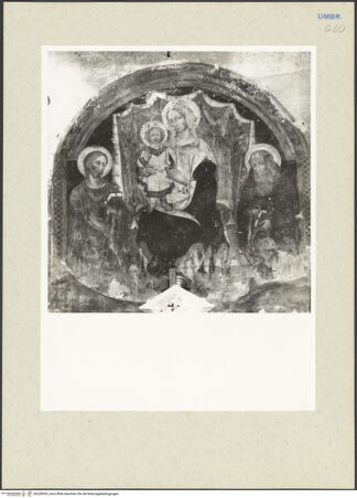 Vorderseite von Getty Research Institute [https://www.deutsche-digitale-bibliothek.de/content/lizenzen/rv-ez/] Marias Himmelfahrt und Krönung sowie Evangelisten und HeiligeThronende Madonna mit den heiligen Jakobus Major und Antonius Abbas - Gesamtansicht, bh228539_recto. Foto: Hutzel, Max.