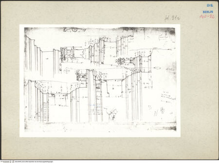 Vorderseite von Kunstbibliothek [https://www.deutsche-digitale-bibliothek.de/content/lizenzen/rv-ez/] Codex Destailleur DSt. Peter: Turmzwischengeschosse und Turmgeschoss, Kompositordnung - , bh229094_recto. Foto.