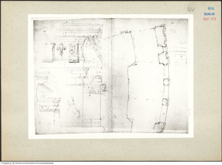 Vorderseite von Kunstbibliothek [https://www.deutsche-digitale-bibliothek.de/content/lizenzen/rv-ez/] Codex Destailleur DEngelsburg: Grundriss der Loggia und Details - , bh229095_recto. Foto.