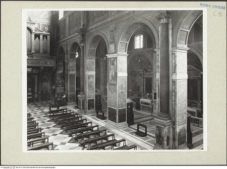 Vorderseite von Courtauld Institute [https://www.deutsche-digitale-bibliothek.de/content/lizenzen/rv-ez/] Sant'Agostino - Mittelschiff zum linken Seitenschiff (nach Südwesten), bh229719_recto. Foto.