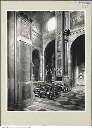 Vorderseite von Courtauld Institute [https://www.deutsche-digitale-bibliothek.de/content/lizenzen/rv-ez/] Sant'AgostinoRechter östlicher Querschiffarm - Blick vom linken Seitenschiff, bh229725_recto. Foto.