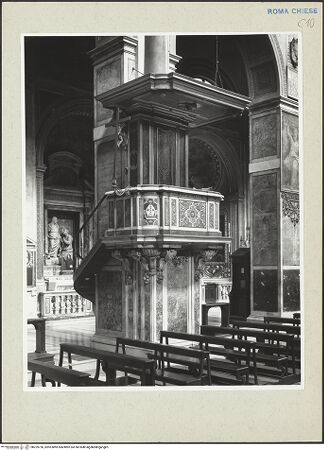 Vorderseite von Courtauld Institute [https://www.deutsche-digitale-bibliothek.de/content/lizenzen/rv-ez/] Kanzel - Schrägansicht von links, bh229726_recto. Foto.