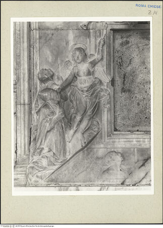 Vorderseite von Courtauld Institute [https://www.deutsche-digitale-bibliothek.de/content/lizenzen/rv-ez/] Grabmal des Kardinals Jacopo Ammanati-Piccolomini (+1479)Jüngstes Gericht - Detail, links: Engel mit zwei Seligen, bh229734_recto. Foto.