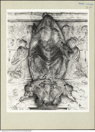 Vorderseite von Courtauld Institute [https://www.deutsche-digitale-bibliothek.de/content/lizenzen/rv-ez/] Grabmal des Kardinals Jacopo Ammanati-Piccolomini (+1479)Jüngstes Gericht - Ausschnitt Mitte: Christus in der Mandorla, bh229739_recto. Foto.