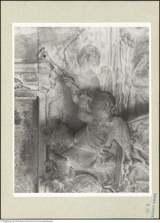 Vorderseite von Courtauld Institute [https://www.deutsche-digitale-bibliothek.de/content/lizenzen/rv-ez/] Grabmal des Kardinals Jacopo Ammanati-Piccolomini (+1479)Jüngstes Gericht - Detail, Mitte links: Engel unter Christus, bh229748_recto. Foto.