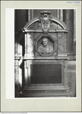 Vorderseite von Courtauld Institute [https://www.deutsche-digitale-bibliothek.de/content/lizenzen/rv-ez/] Grabmal für Antonio Ghirlandaio (gest. 1669), apostolischer Protonotar - Gesamtansicht, bh229808_recto. Foto.