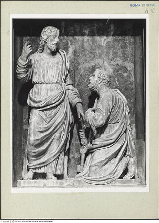 Vorderseite von Courtauld Institute [https://www.deutsche-digitale-bibliothek.de/content/lizenzen/rv-ez/] Jesus übergibt Petrus die Schlüssel - Gesamtansicht, bh229831_recto. Foto.