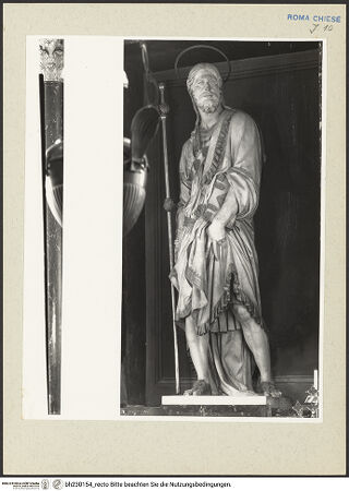 Vorderseite von Courtauld Institute [https://rightsstatements.org/page/CNE/1.0/] Der heilige Jakob - Gesamtaufnahme, bh230154_recto. Foto.