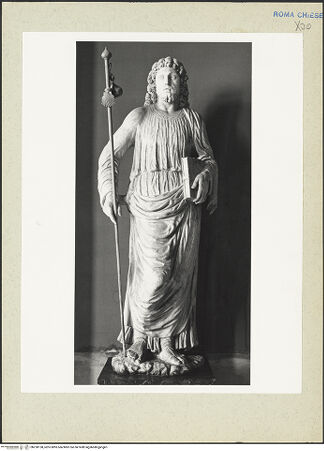 Vorderseite von Courtauld Institute [https://rightsstatements.org/page/CNE/1.0/] Der heilige Jakobus - Gesamtaufnahme, bh230158_recto. Foto.