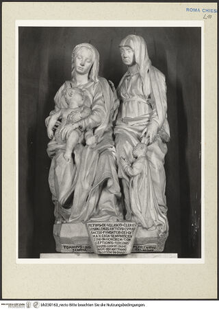 Vorderseite von Courtauld Institute [https://rightsstatements.org/page/CNE/1.0/] Die heilige Anna Selbdritt - Frontalaufnahme der Gruppe, bh230163_recto. Foto.