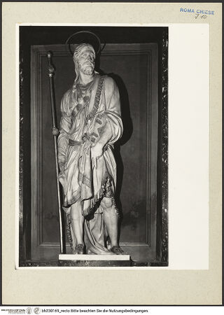 Vorderseite von Courtauld Institute [https://rightsstatements.org/page/CNE/1.0/] Der heilige Jakob - Gesamtaufnahme, bh230169_recto. Foto.