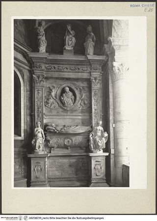 Vorderseite von Courtauld Institute, Conway Library [https://www.deutsche-digitale-bibliothek.de/content/lizenzen/rv-ez/] Grabmal des Kardinals Juan de Castro, Bischof von Agrigent - Gesamtansicht, bh230239_recto. Foto.