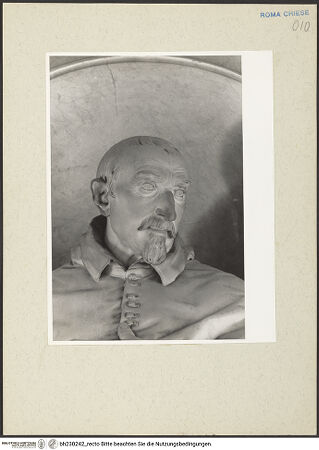 Vorderseite von Courtauld Institute [https://www.deutsche-digitale-bibliothek.de/content/lizenzen/rv-ez/] Grabmal des Kardinals Gian Garzia Mellini (gest. 1629) - Detail: Porträtkopf, bh230242_recto. Foto.