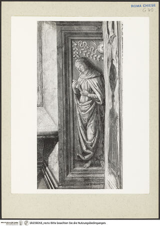 Vorderseite von Courtauld Institute [https://www.deutsche-digitale-bibliothek.de/content/lizenzen/rv-ez/] Sockelzone und Himmelfahrt Mariens Fresken in der SockelzoneAcht allegorische Frauengestalten, (fälschlich?) als die sieben Tugenden identifiziert - lesende Frauengestalten mit Schleier und Schriftrolle, bh230265_recto. Foto.