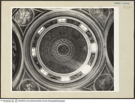 Vorderseite von Courtauld Institute [https://www.deutsche-digitale-bibliothek.de/content/lizenzen/rv-ez/] Santa Maria del PopoloCappella Chigi - Blick in die Kuppel, bh230312_recto. Foto.