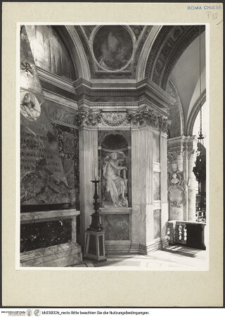 Vorderseite von Courtauld Institute [https://www.deutsche-digitale-bibliothek.de/content/lizenzen/rv-ez/] Grabmal von Cecchino Bracci - Detail: Gesims, bh230326_recto. Foto.