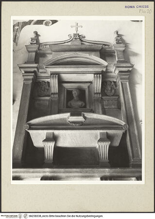 Vorderseite von Courtauld Institute [https://www.deutsche-digitale-bibliothek.de/content/lizenzen/rv-ez/] Grabmal von Cecchino Bracci - Gesamtaufnahme von unten, bh230338_recto. Foto.