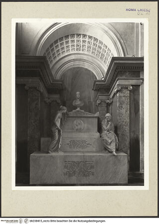 Vorderseite von Courtauld Institute [https://www.deutsche-digitale-bibliothek.de/content/lizenzen/rv-ez/] Grabmal für Settima Marina Maffei (gestorben 1822) - Gesamtansicht, bh230415_recto. Foto.