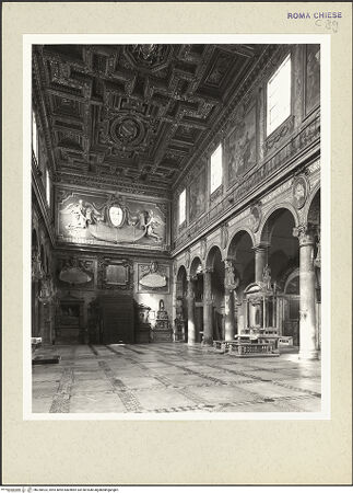 Vorderseite von Courtauld Institute [https://www.deutsche-digitale-bibliothek.de/content/lizenzen/rv-ez/] Santa Maria in Aracoeli - Eingangswand und westlichen fünf Joche der Nordwand, von Südosten, bh230423_recto. Foto.