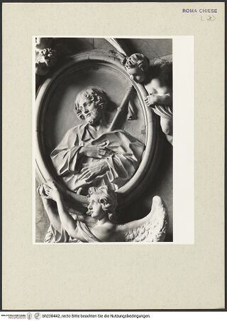 Vorderseite von Courtauld Institute [https://www.deutsche-digitale-bibliothek.de/content/lizenzen/rv-ez/] Engel halten ein Medaillon mit einem Brustbild des heiligen Rainer von Pisa - Detail: Medaillon, bh230442_recto. Foto.