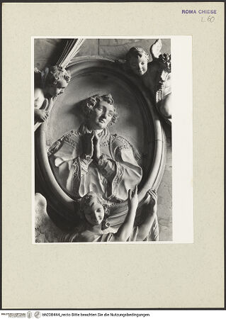 Vorderseite von Courtauld Institute [https://www.deutsche-digitale-bibliothek.de/content/lizenzen/rv-ez/] Engel halten ein Medaillon mit einem Brustbild des heiligen Stephanus - Detail: Medaillon, bh230444_recto. Foto.