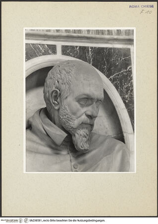 Vorderseite von Courtauld Institute [https://www.deutsche-digitale-bibliothek.de/content/lizenzen/rv-ez/] Grabmal des Kardinals Ladislao d'Aquino (gest. 1621) - Potraitbüse seitlich, bh230581_recto. Foto.