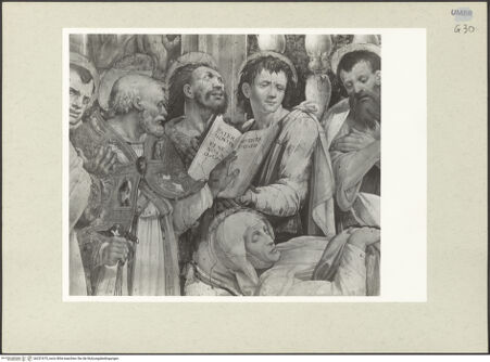 Vorderseite von Getty Research Institute [https://www.deutsche-digitale-bibliothek.de/content/lizenzen/rv-ez/] Szenen aus dem Leben der Maria und HeiligeMarientod - Detail: Apostel, bh231675_recto. Foto: Hutzel, Max.