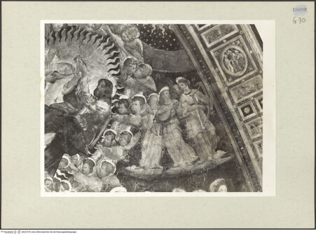 Vorderseite von Getty Research Institute [https://www.deutsche-digitale-bibliothek.de/content/lizenzen/rv-ez/] Szenen aus dem Leben der Maria und HeiligeMaria wird von Christus gekrönt - Rechte Hälfte, oberes Register: musizierende Engel, bh231676_recto. Foto: Hutzel, Max.