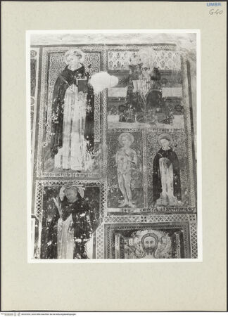 Vorderseite von Getty Research Institute [https://www.deutsche-digitale-bibliothek.de/content/lizenzen/rv-ez/] Heiligendarstellungen - Oberes Register, Teilansicht, bh232033_recto. Foto: Hutzel, Max.