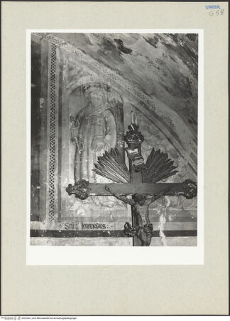 Vorderseite von Getty Research Institute [https://www.deutsche-digitale-bibliothek.de/content/lizenzen/rv-ez/] Ausmalung der SakristeiKreuzigung Christi und die heiligen Antonius Abbas und Leonhard in gemalten Nischen - Detail: heiliger Leonhard, bh232047_recto. Foto: Hutzel, Max.