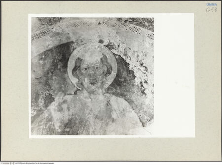 Vorderseite von Getty Research Institute [https://www.deutsche-digitale-bibliothek.de/content/lizenzen/rv-ez/] Ausmalung der SakristeiSegnender Christus in Clipeus - Christus, Detail: Oberkörper, bh232053_recto. Foto: Hutzel, Max.