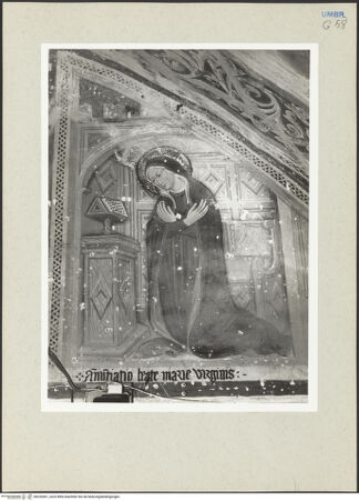 Vorderseite von Getty Research Institute [https://www.deutsche-digitale-bibliothek.de/content/lizenzen/rv-ez/] Ausmalung der SakristeiVerkündigung der Geburt Christi - Detail: Maria der Verkündigung, bh232061_recto. Foto: Hutzel, Max.