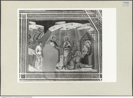 Vorderseite von Getty Research Institute [https://www.deutsche-digitale-bibliothek.de/content/lizenzen/rv-ez/] Szenen aus dem Leben Mariens und Christi, Heilige und ProphetenDie Anbetung durch die Heiligen Drei Könige - Gesamtansicht, bh232071_recto. Foto: Hutzel, Max.