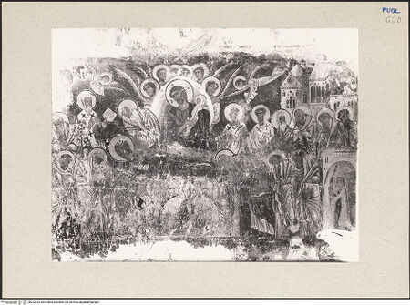 Vorderseite von Guido, Giovanni, Lecce [https://www.deutsche-digitale-bibliothek.de/content/lizenzen/rv-ez/] Marientod und Mariä Himmelfahrt (größtenteils zerstört) - Koimesis - Gesamtansicht (vor 1968 Restaurierung), bh233233_recto. Foto: Guido, Giovanni.