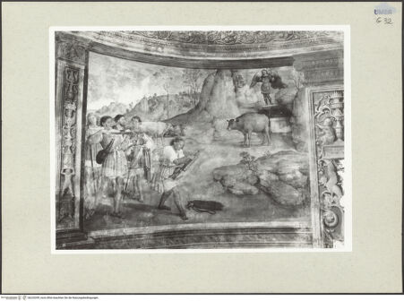 Vorderseite von Getty Research Institute [https://www.deutsche-digitale-bibliothek.de/content/lizenzen/rv-ez/] Marienkrönung, Darstellungen des Erzengels Michael und HeiligeAuf dem Monte Gargano erscheint der Erzengel Michael dem Bischof Garganus - Gesamtansicht, bh233399_recto. Foto: Hutzel, Max.