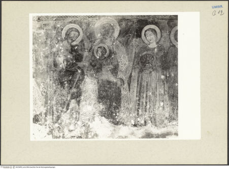 Vorderseite von Getty Research Institute [https://www.deutsche-digitale-bibliothek.de/content/lizenzen/rv-ez/] Thronende Madonna mit den heiligen Jakobus dem Älteren, Katharina und einer Heiligen - Gesamtansicht, bh234892_recto. Foto: Hutzel, Max.