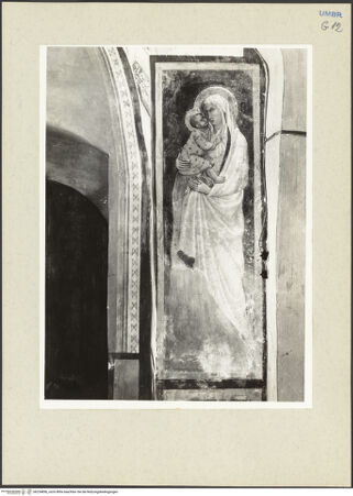 Vorderseite von Getty Research Institute [https://www.deutsche-digitale-bibliothek.de/content/lizenzen/rv-ez/] Fragmente einer Ausmalung mit biblischen Szenen, Evangelisten und HeiligenMadonna - Gesamtansicht, bh234896_recto. Foto: Hutzel, Max.