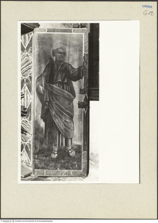 Vorderseite von Getty Research Institute [https://www.deutsche-digitale-bibliothek.de/content/lizenzen/rv-ez/] Bemalter Sakristeischrank - Rechter Schrankflügel, Innenseite: heiliger Petrus, bh234899_recto. Foto: Hutzel, Max.