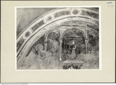 Vorderseite von Getty Research Institute [https://www.deutsche-digitale-bibliothek.de/content/lizenzen/rv-ez/] Fragmente einer Ausmalung mit biblischen Szenen, Evangelisten und HeiligenVertreibung Joachims aus dem Tempel - Teilansicht, bh234906_recto. Foto: Hutzel, Max.