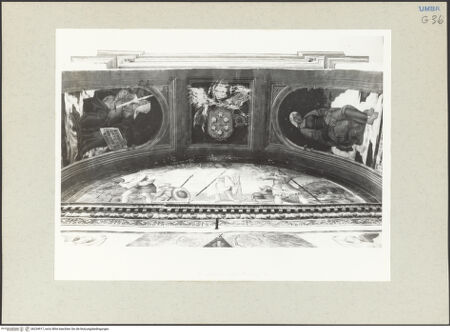 Vorderseite von Getty Research Institute [https://www.deutsche-digitale-bibliothek.de/content/lizenzen/rv-ez/] Kapellendekoration mit Auferstehung Christi, Sibyllen und Personen des Alten Testaments - Bogenlaibung mit Sibyllendarstellungen und Medici-Wappen, Untersicht, bh234917_recto. Foto: Hutzel, Max.