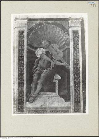 Vorderseite von Getty Research Institute [https://www.deutsche-digitale-bibliothek.de/content/lizenzen/rv-ez/] Kapellendekoration mit Auferstehung Christi, Sibyllen und Personen des Alten TestamentsKönig David - Gesamtansicht, bh234921_recto. Foto: Hutzel, Max.