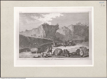 Vorderseite von Bibliotheca Hertziana [https://www.deutsche-digitale-bibliothek.de/content/lizenzen/rv-fz/] Voyage pittoresque ou description des royaumes de Naples et de Sicile. 4 Bde. Nouvelle éd. / corrigée, augmentée, mise dans un meilleur ordre par P. J. CharrinFouilles d'Herculanum - Gesamtansicht, bh235803_recto. Foto.