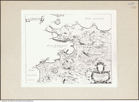 Vorderseite von Bibliotheca Hertziana [https://www.deutsche-digitale-bibliothek.de/content/lizenzen/rv-fz/] Nouveau Theatre D'Italie, Ou Description Exacte De La Ville De Rome, Ancienne, Et Nouvelle (Band 3)Golfo di Pozzuoli - Gesamtansicht, bh235850_recto. Foto.