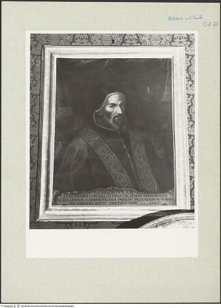 Vorderseite von unbekannt [https://www.deutsche-digitale-bibliothek.de/content/lizenzen/rv-ez/] Zyklus von Porträts mit Päpsten, die dem Oratorium verbunden warenPapst Gregor XIII. - , bh236280_recto. Foto: Hutzel, Max.