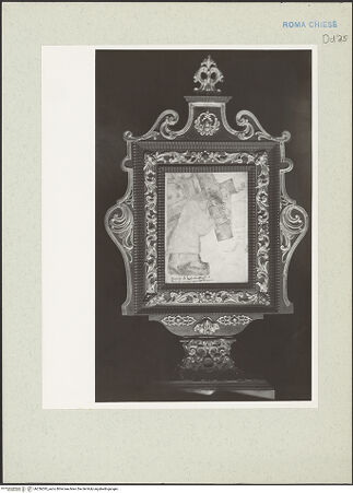 Vorderseite von unbekannt [https://www.deutsche-digitale-bibliothek.de/content/lizenzen/rv-ez/] Schaurahmen mit Autograph und Zeichnung des heiligen Filippo Neri - , bh236295_recto. Foto: Hutzel, Max.