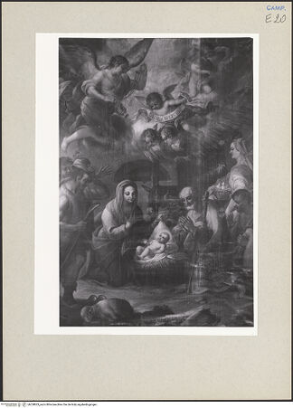 Vorderseite von Pedicini, Luciano [https://www.deutsche-digitale-bibliothek.de/content/lizenzen/rv-ez/] Die Anbetung des Christuskindes durch Maria, Joseph und die Hirten - Gesamtansicht, bh238833_recto. Foto: Pedicini, Luciano.