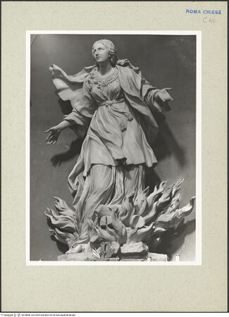 Vorderseite von Hutzel, Max [https://www.deutsche-digitale-bibliothek.de/content/lizenzen/rv-ez/] Die heilige Agnese in Flammen in einer perspektivischen Nische - Statue, Frontalansicht, bh238886_recto. Foto: Hutzel, Max.